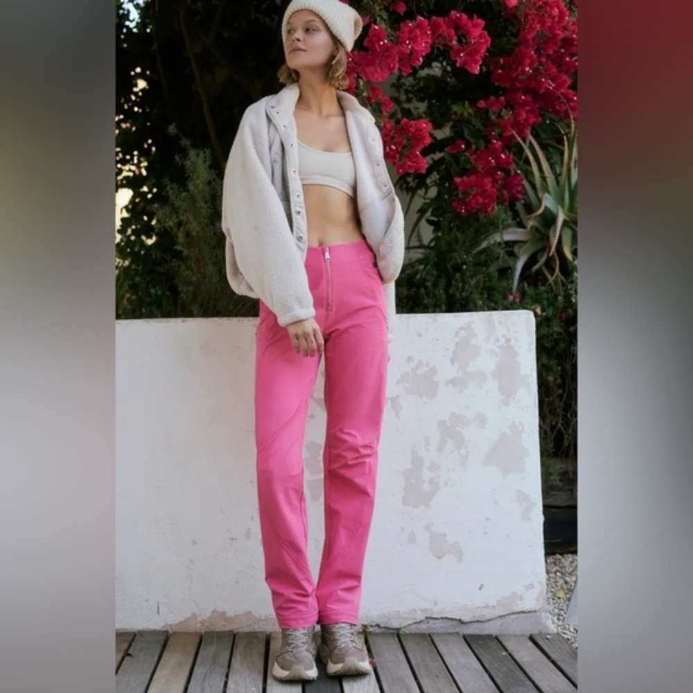 NWT Free People Cascade Straight Leg Pant electric peony XS